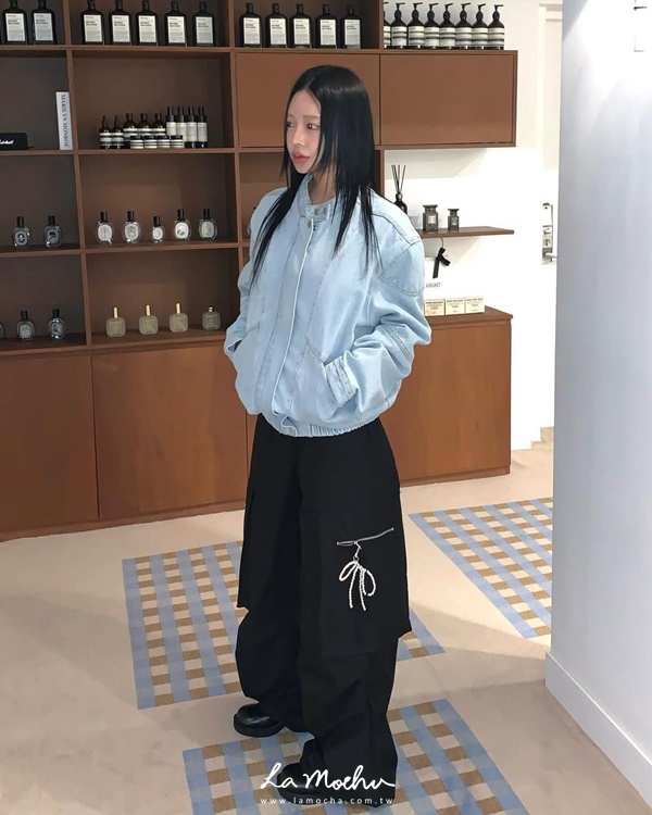 騎士感落肩斜口袋牛仔外套